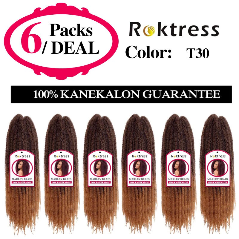 ROKTRESS Marley Twist Braiding Hair â€“ Cuban Twist Hair Extensions, Soft & Natural Marley Hair for Marley Twist StylesFor Faux Locs, Spring Twist Hair, Butterfly Locs(18"6pcs, T30#) - Image 2